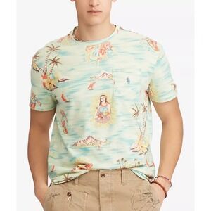 Ralph Lauren Polo Men's M Surf Bear Hula Girl Hawaiian All Over Print T-Shirt